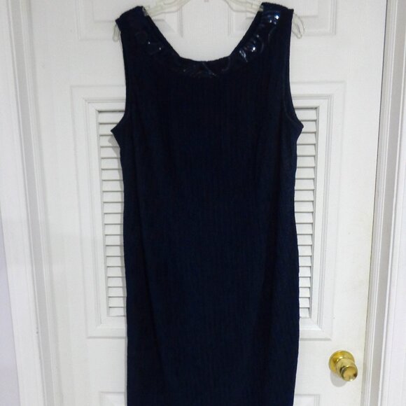 Maya Brooke Women's Sequins Navy Blue Elegant Sleeveless Dress Size‎ 18W - Picture 1 of 10
